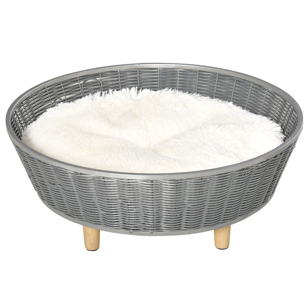 Niche pour Chats et Chiens Ø60x23,5 cm en Osier Synthétique Gris prezzo