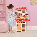 Cucina Giocattolo per Bambini 46x20x64,5 cm con 65 Accessori Beige e Rosa