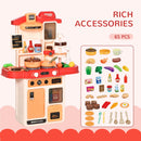 Cucina Giocattolo per Bambini 46x20x64,5 cm con 65 Accessori Beige e Rosa