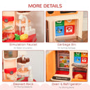 Cucina Giocattolo per Bambini 46x20x64,5 cm con 65 Accessori Beige e Rosa