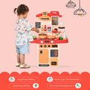 Cucina Giocattolo per Bambini 46x20x64,5 cm con 65 Accessori Beige e Rosa