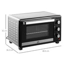 Fornetto Elettrico 28 Litri con Griglia e Teglia Argento e Nero