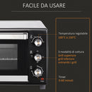 Fornetto Elettrico 28 Litri con Griglia e Teglia Argento e Nero