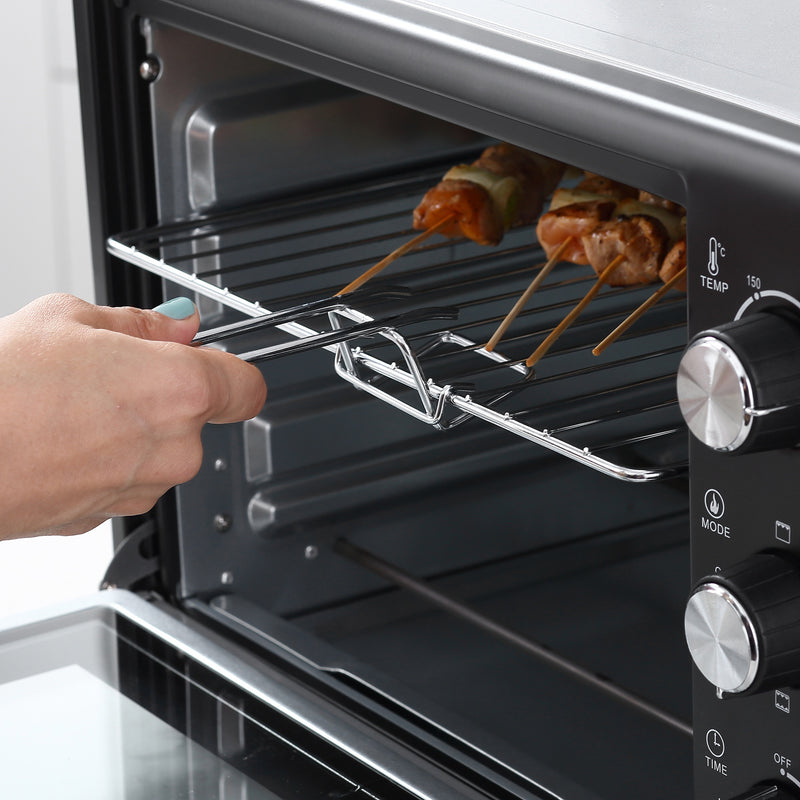 Fornetto Elettrico 28 Litri con Griglia e Teglia Argento e Nero