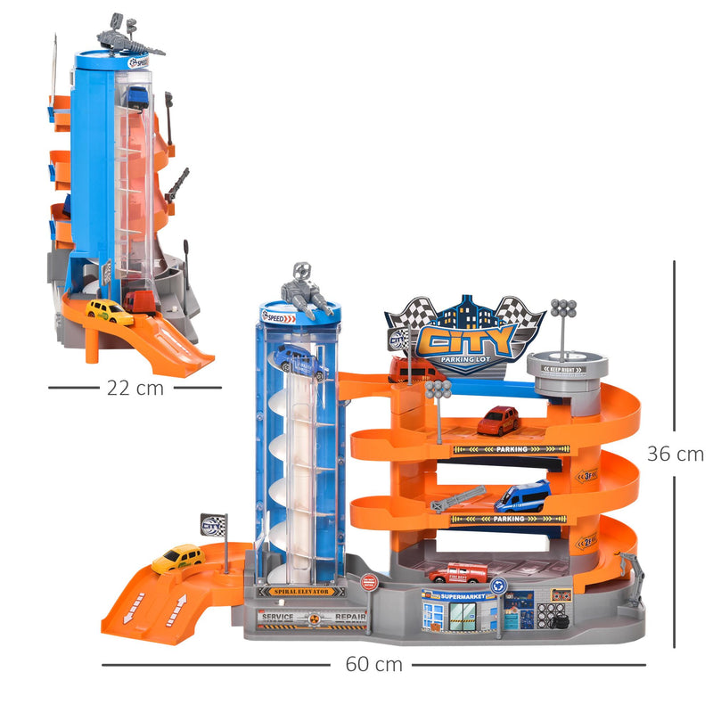 Garage Giocattolo per Bambini 60x22x36 cm con Rampe e Ascensore Multicolore