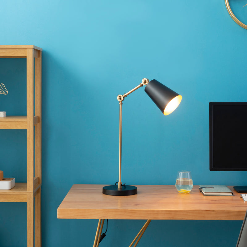 Lampada da Comodino Abat jour 40x18x70 cm in Metallo Oro e Nero