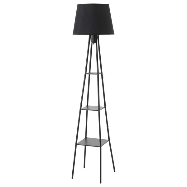 Lampadaire 35x35x173 cm E27 avec étagères en tissu noir online