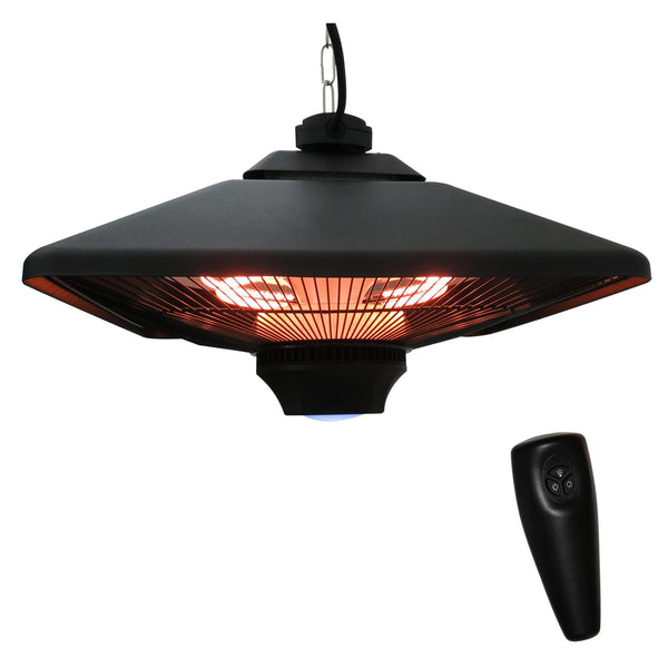 Réchaud Halogène Suspendu Ø43x25 cm 2000W avec Lumière LED et Télécommande Noire sconto