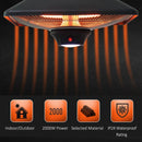 Stufa Alogena a Sospensione Ø43x25 cm 2000W con Luce LED e Telecomando Nera