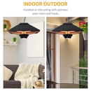 Stufa Alogena a Sospensione Ø43x25 cm 2000W con Luce LED e Telecomando Nera