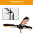 Stufa Alogena 3 Livelli per Ombrellone 100x100x8,5 cm 2000W Bracci Pieghevoli Nera