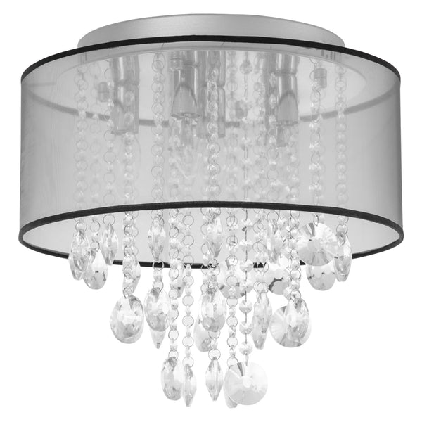 Lustre moderne avec gouttes Ø40x33 cm E14 abat-jour 40W en tissu argenté sconto