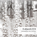 Lampadario Moderno a Gocce Ø40x33 cm E14 40W Paralume in Tessuto Argento