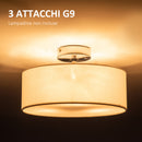 Lampadario Moderno Ø30x17,5 cm G9 40W Paralume in Tessuto Bianco