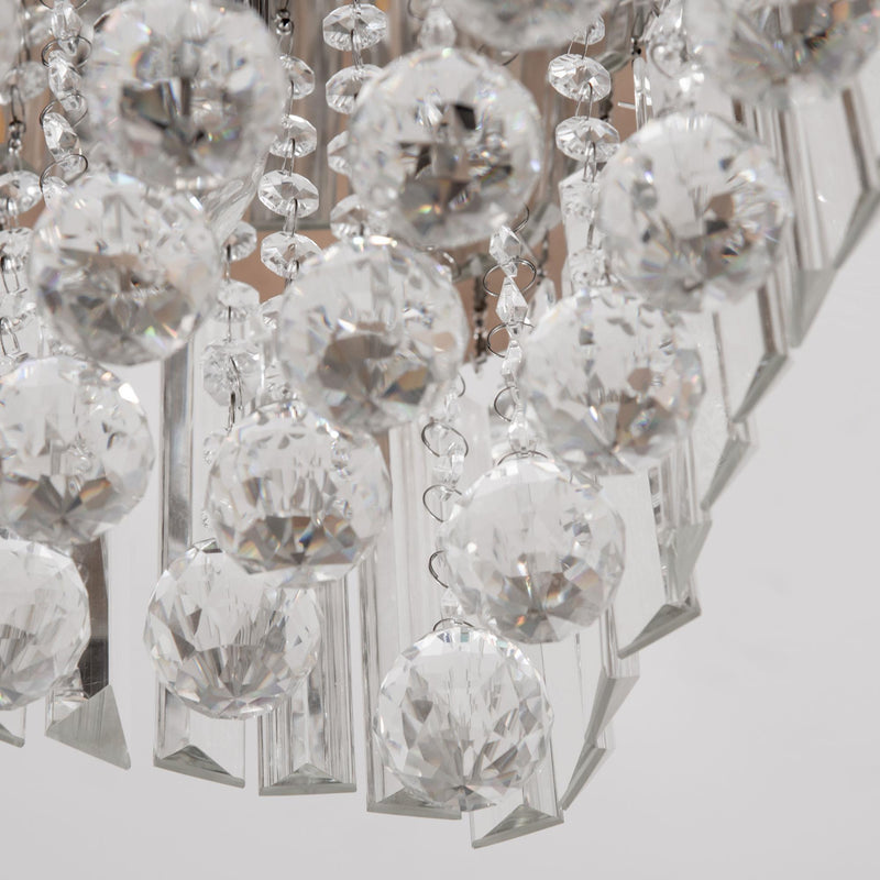 Lampadario Moderno a Gocce in Cristallo 80x25xx20 cm E14 40W Base in Acciaio Argento