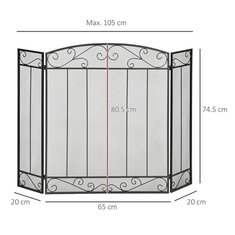 Parascintille con Antine 105x1,6x80,5 cm in Acciaio e Rete Metallica Nero