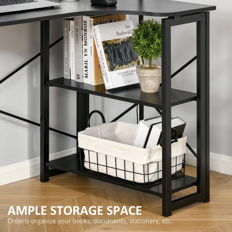 Scrivania da Ufficio Angolare 120x72,5x76,5 cm in MDF e Metallo Nero