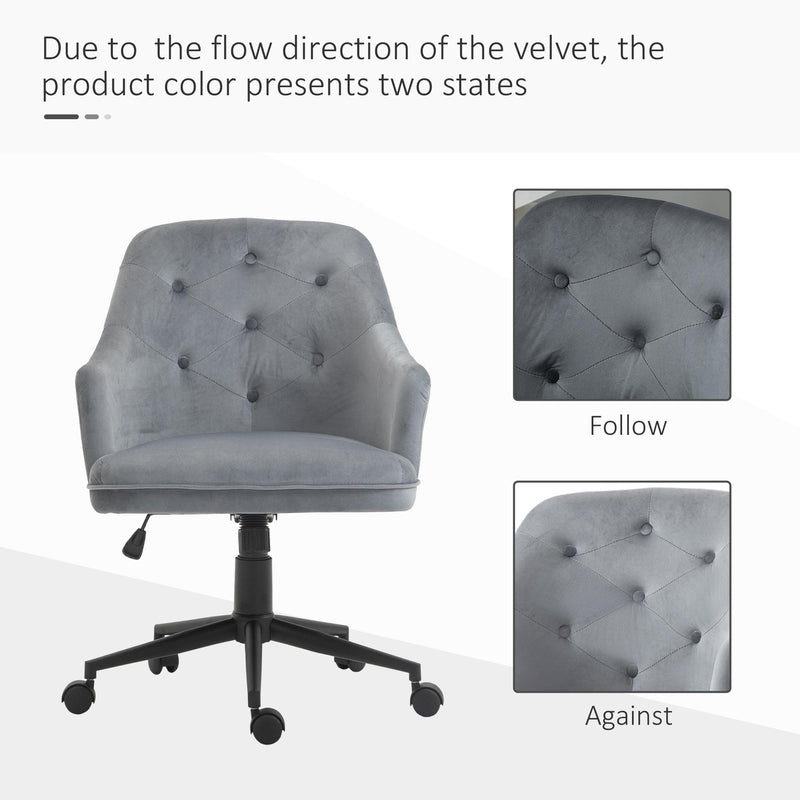 Sedia Poltrona Operativa da Ufficio in Velluto Grigio