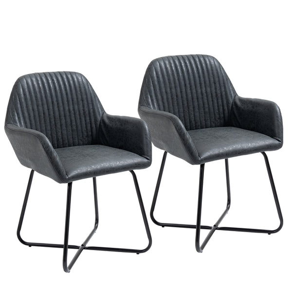 prezzo Lot de 2 Chaises Rembourrées 60x56,5x85 cm en Simili Cuir Noir
