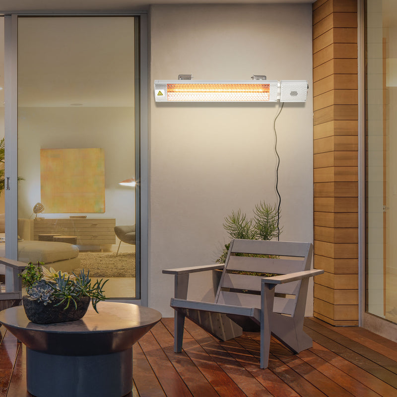 Stufa Elettrica da Parete per Esterno 67,5x10,5x7 cm 2000W Grigia