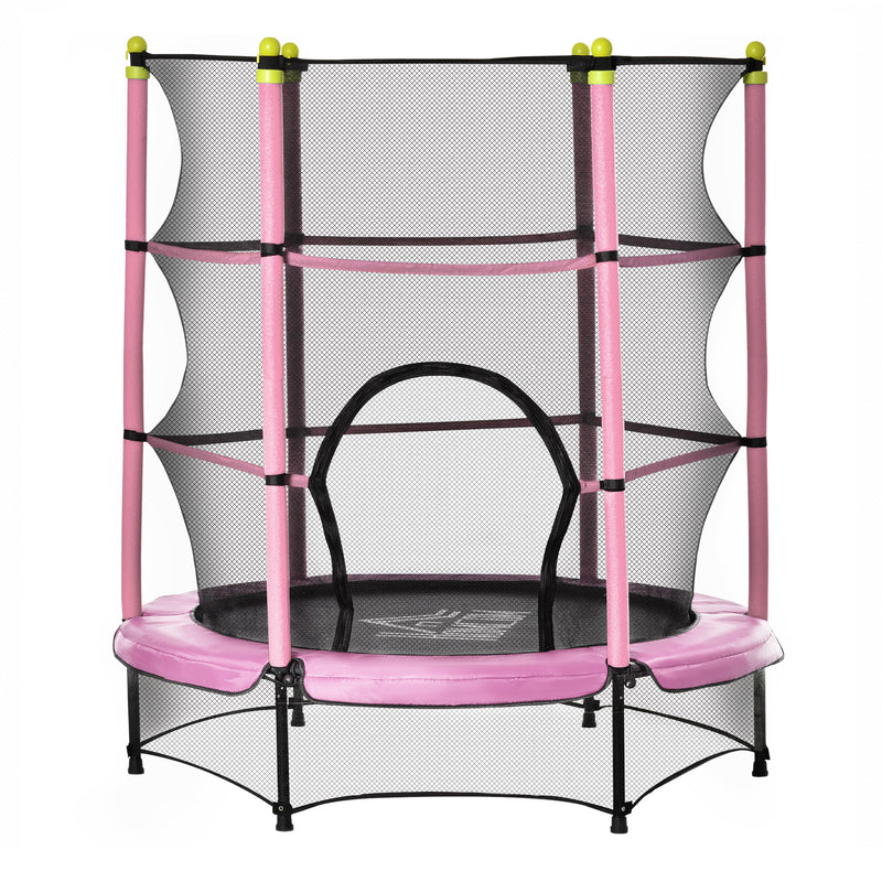 Trampolino Tappeto Elastico per Bambini Ø140x158 cm in Acciaio Rosa e Nero
