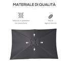 Ombrellone da Giardino 295x2x255H cm con 8 Stecche in Legno e Bambù Grigio Scuro 