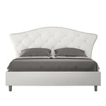 Letto Matrimoniale con Testata e Alzata Doppia Imbottito in Similpelle Langre Bianco Varie Misure
