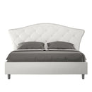 Letto Matrimoniale con Testata e Alzata Doppia Imbottito in Similpelle Langre Bianco Varie Misure