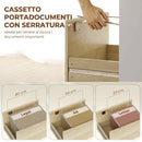 Scrivania con Libreria 126x50x109 cm Cassetto A4 Serratura e 2 Chiavi Bianco e Rovere      