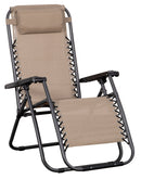 Set 2 Sedie Sdraio Zero Gravity Reclinabile Pieghevole 90x66x108 cm in Metallo e Textilene Tortora