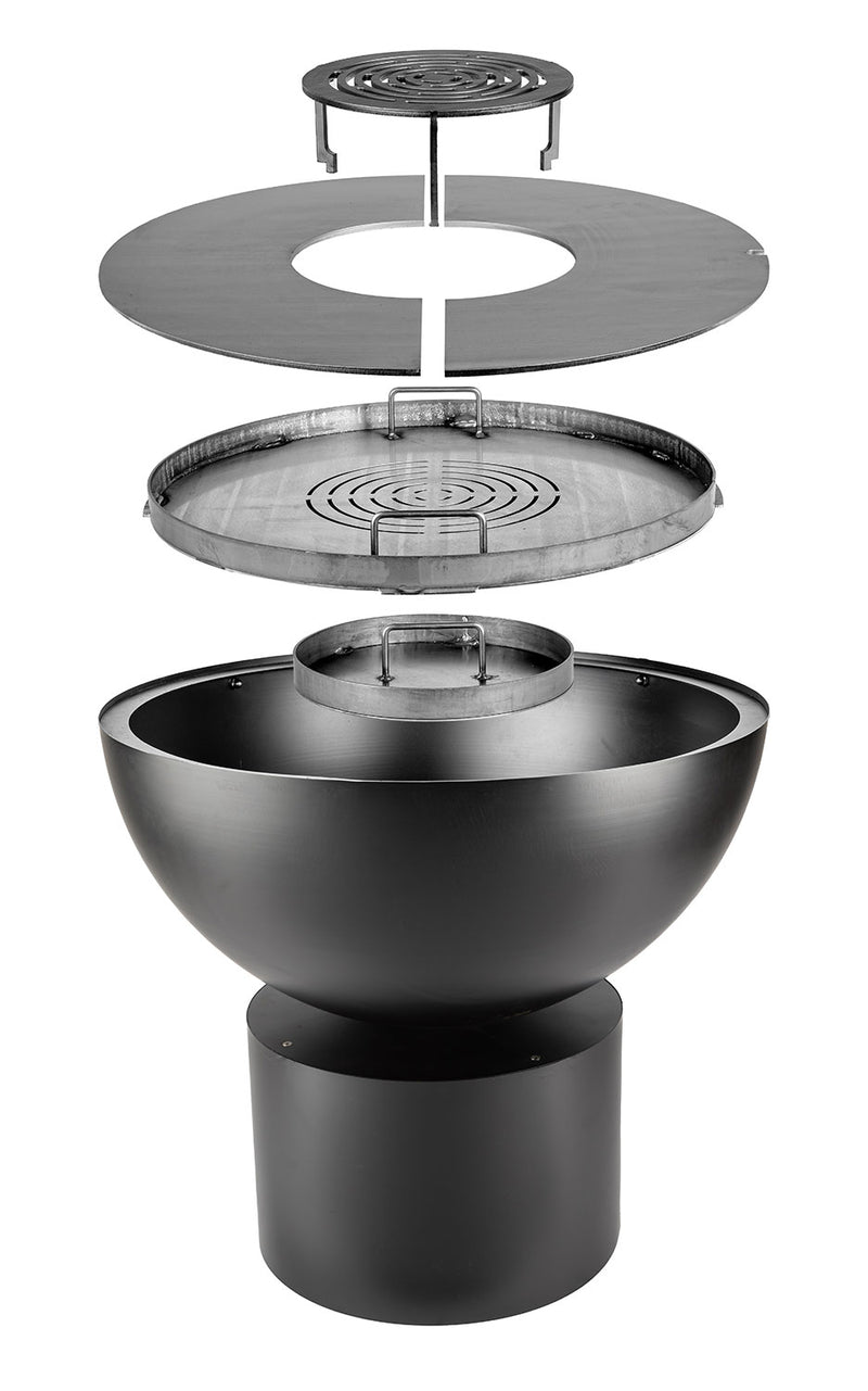 Barbecue a Legna Ø60x71 cm Primula in Acciaio Nero Alta Temperatura