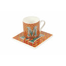 Tazzina da Caffè con Piattino Quadrato M Ø5,3x5,5 cm in New Bone China VdE Tivoli 1996 Monogram