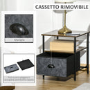 Comodino 1 Cassetto in Tessuto 40x40x46,9 cm in Legno e Acciaio Marrone e Grigio
