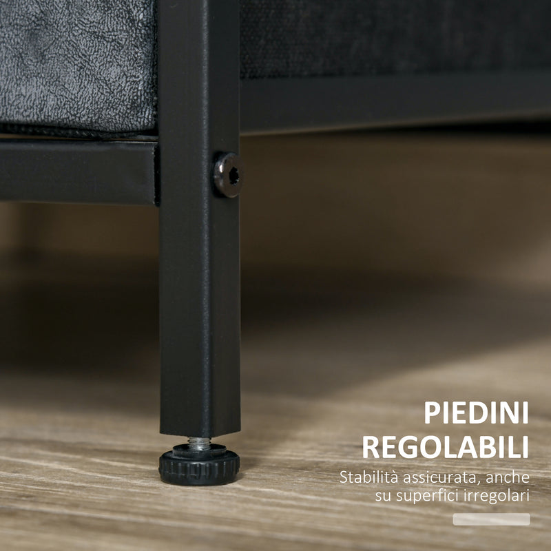 Comodino 1 Cassetto in Tessuto 40x40x46,9 cm in Legno e Acciaio Marrone e Grigio