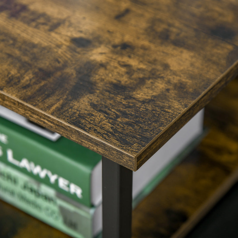 Comodino 1 Cassetto in Tessuto 40x40x46,9 cm in Legno e Acciaio Marrone e Grigio