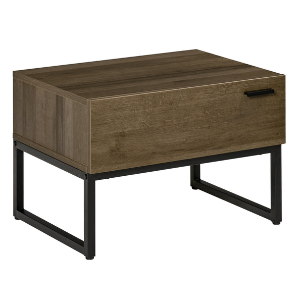 prezzo Table de Chevet 1 Tiroir 53x41,5x37 cm en Bois et Acier Marron