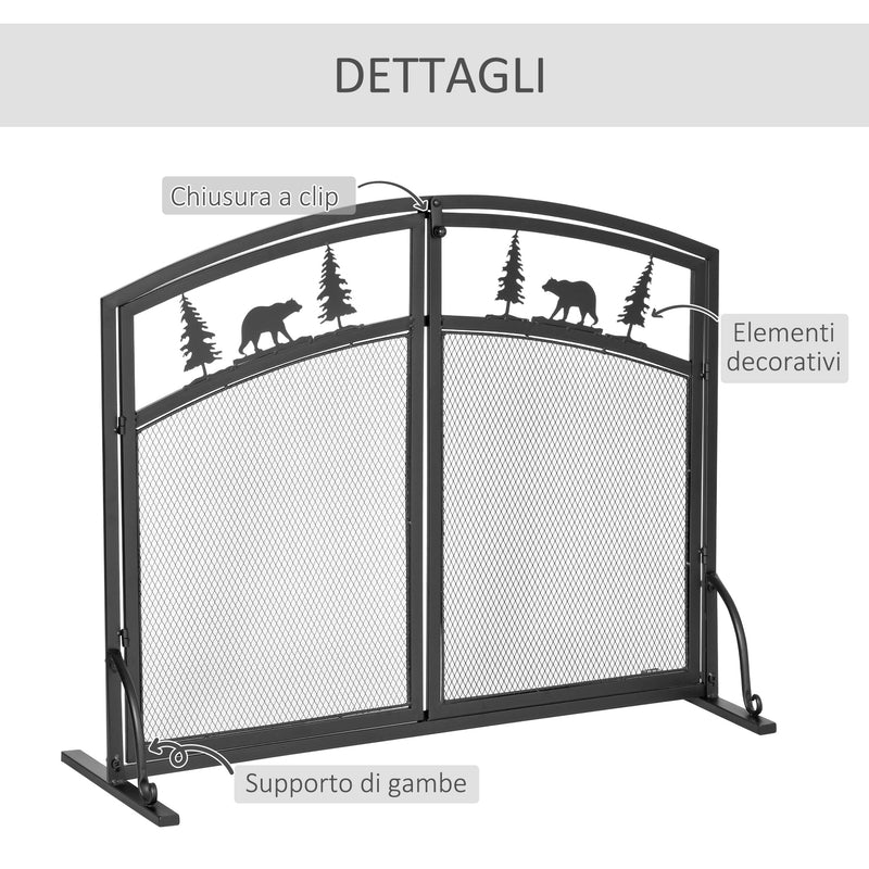 Parascintille con Antine 99x35x80 cm in Metallo Nero