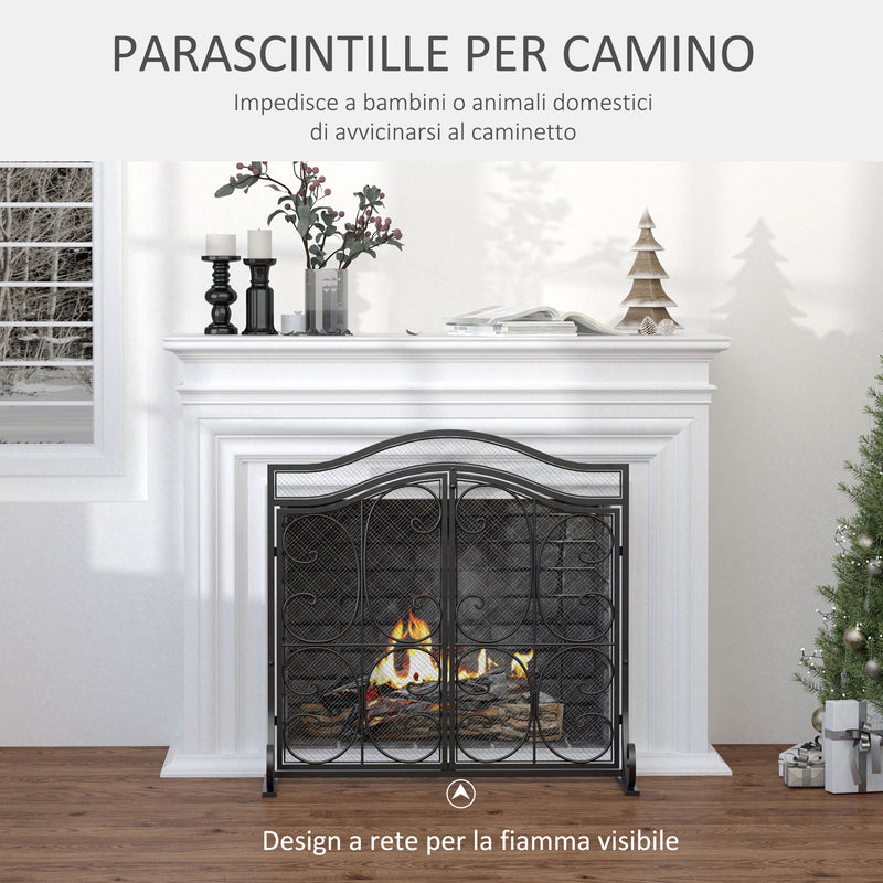 Parascintille con Antine 88x30x89 cm in Metallo Nero