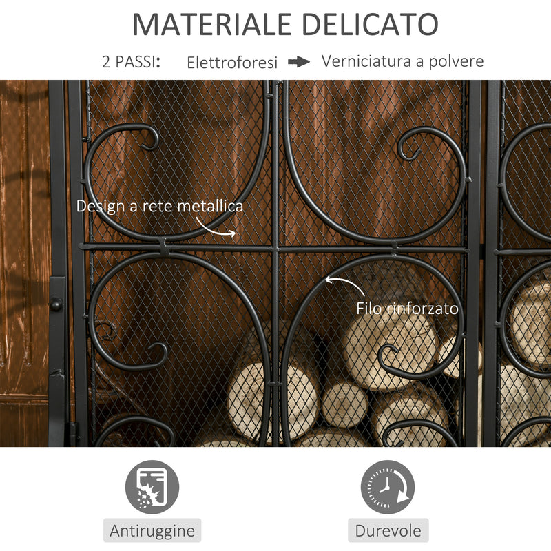 Parascintille con Antine 88x30x89 cm in Metallo Nero