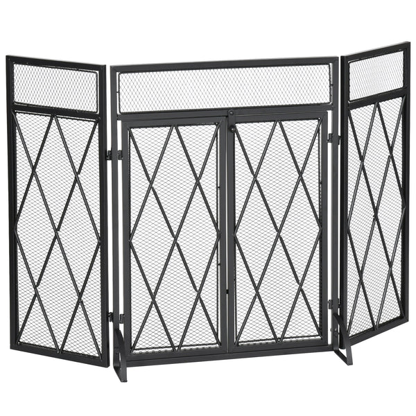 sconto Pare-étincelles pliant avec portes 120x11,5x79 cm en métal noir
