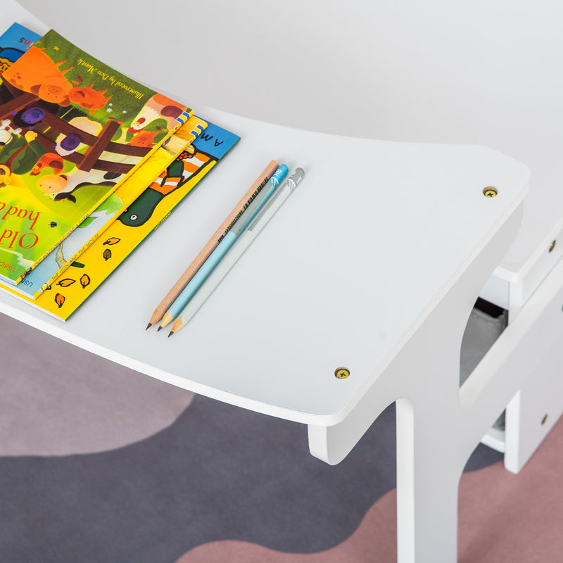 Cassapanca Banchetto Scuola per Bambini 2 in 1 60x43x57 cm con 2 Cassetti Bianca
