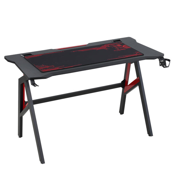 Bureau Gaming 120x58x75 cm en MDF et Métal Rouge et Noir prezzo