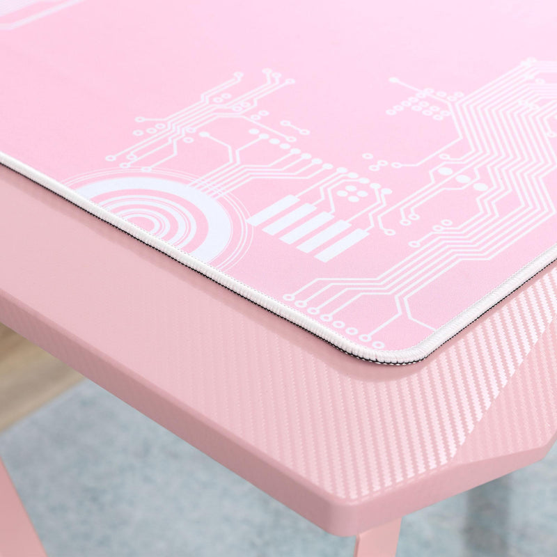 Scrivania da Gaming 110x59x75 cm in MDF e Metallo Rosa