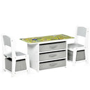 Set Tavolino con 2 Sedie per Bambini in MDF Bianco e Grigio
