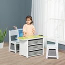 Set Tavolino con 2 Sedie per Bambini in MDF Bianco e Grigio