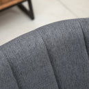 Set 2 Sedie Imbottite 62x56x76 cm in Tessuto Effetto Lino Grigio Scuro
