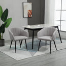 Set 2 Sedie Imbottite 62x56x76 cm in Tessuto Effetto Lino Grigio Chiaro