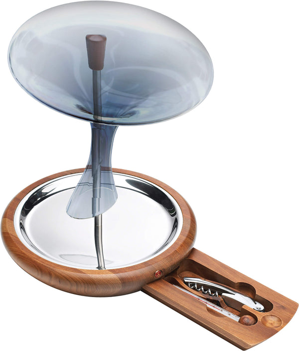 sconto Carafe à vin Alexander avec socle et accessoires en bois et acier