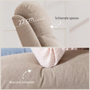 Poltrona Reclinabile Manuale Cuscino Spesso Braccioli Imbottiti e Poggiapiedi in Tessuto Beige      