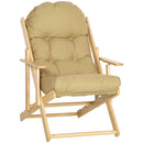 Sedia Pieghevole con Braccioli e Cuscino 71x89x96 cm in Legno di Faggio e Tessuto Marrone 